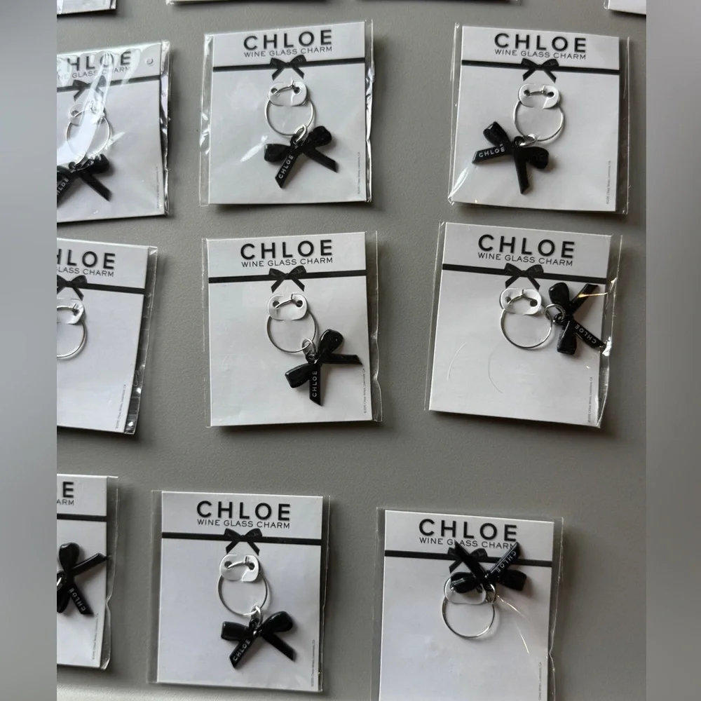 20 Chloe‎ Black Bow Wine Glass Charm